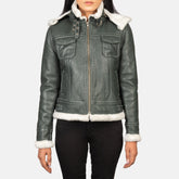 Koton Green Leather Hooded Jacket